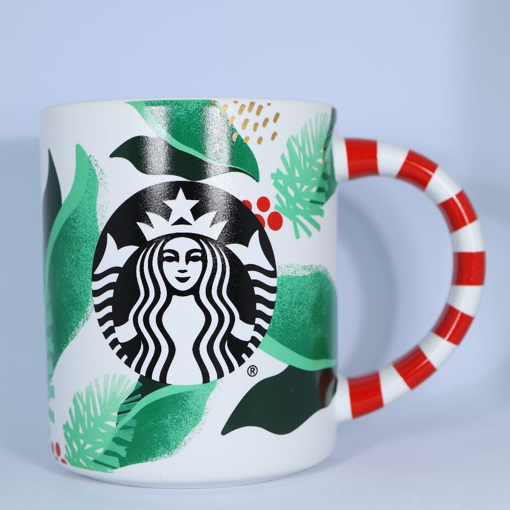 Starbucks 2019 Coffee Mug Holiday Christmas Edition Green Red White Candy 12Oz
